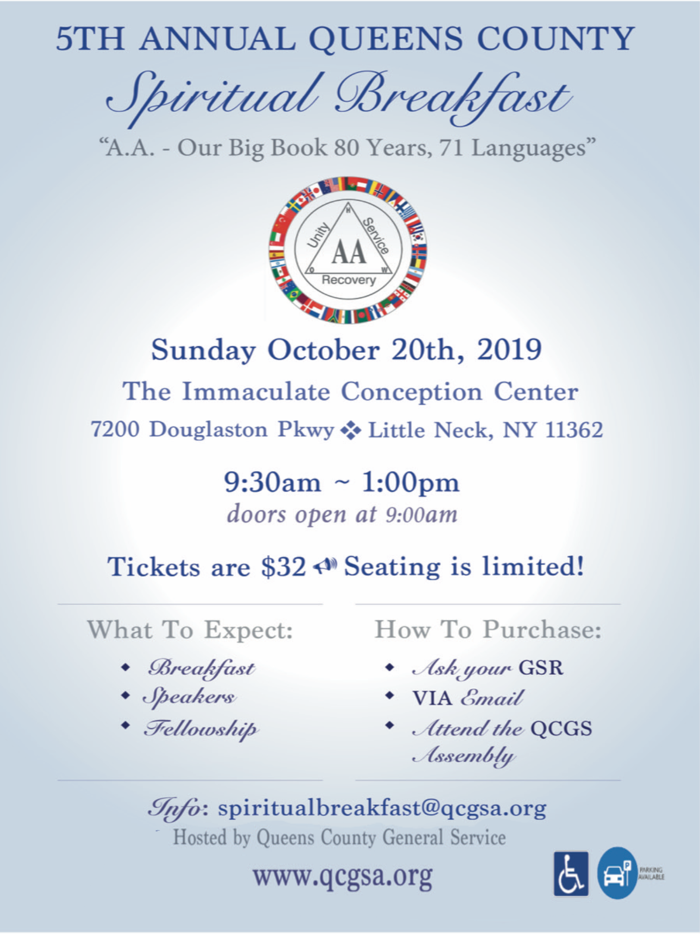 5th Annual Queens County Spiritual Breakfast @ The Immaculate Conception Center | New York | United States