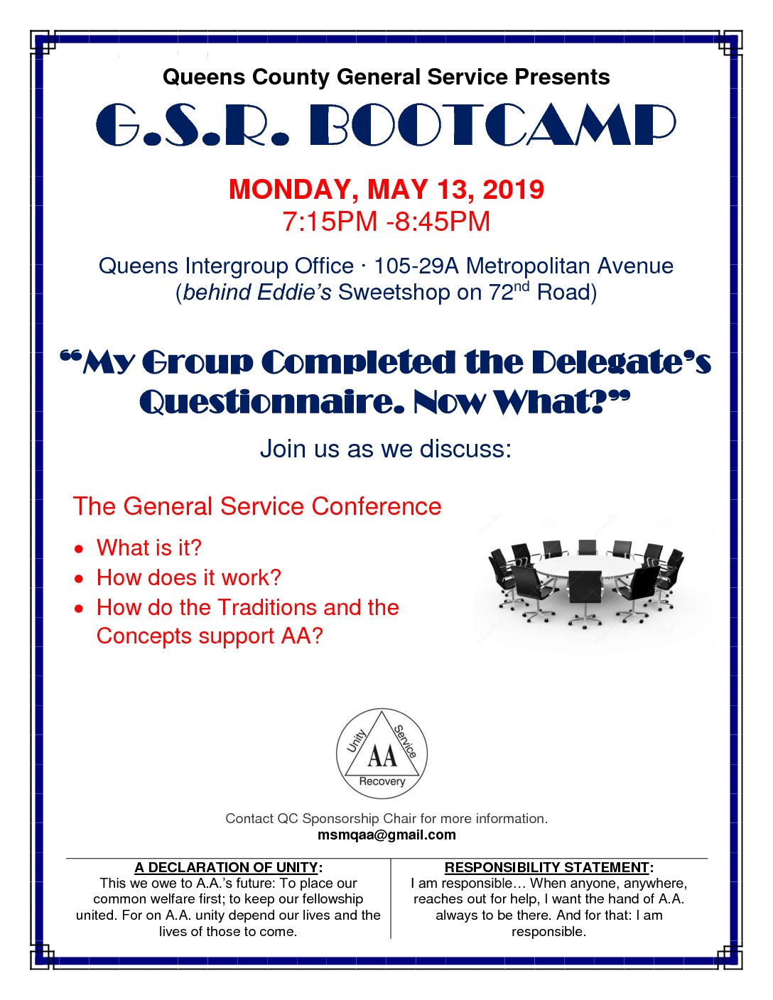 Queens County G.S.R Bootcamp @ Queens Intergroup Office | New York | United States