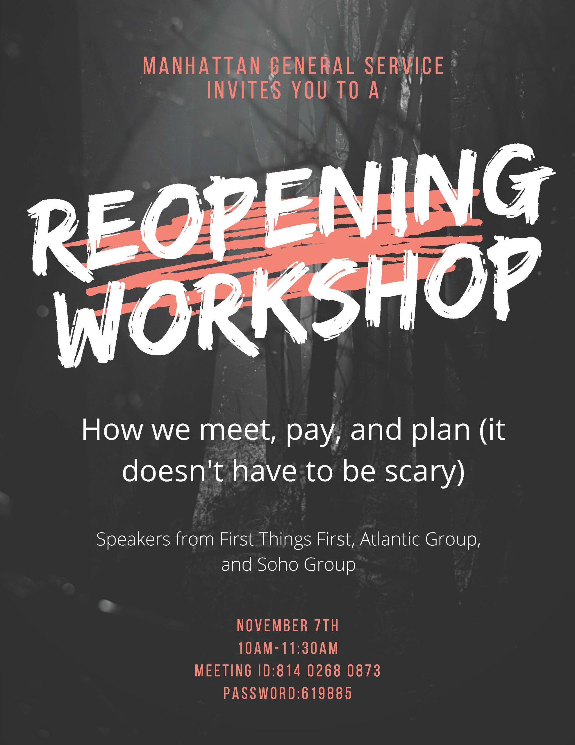 Manhattan General Service invites all to a "Reopening Workshop" @ Zoom