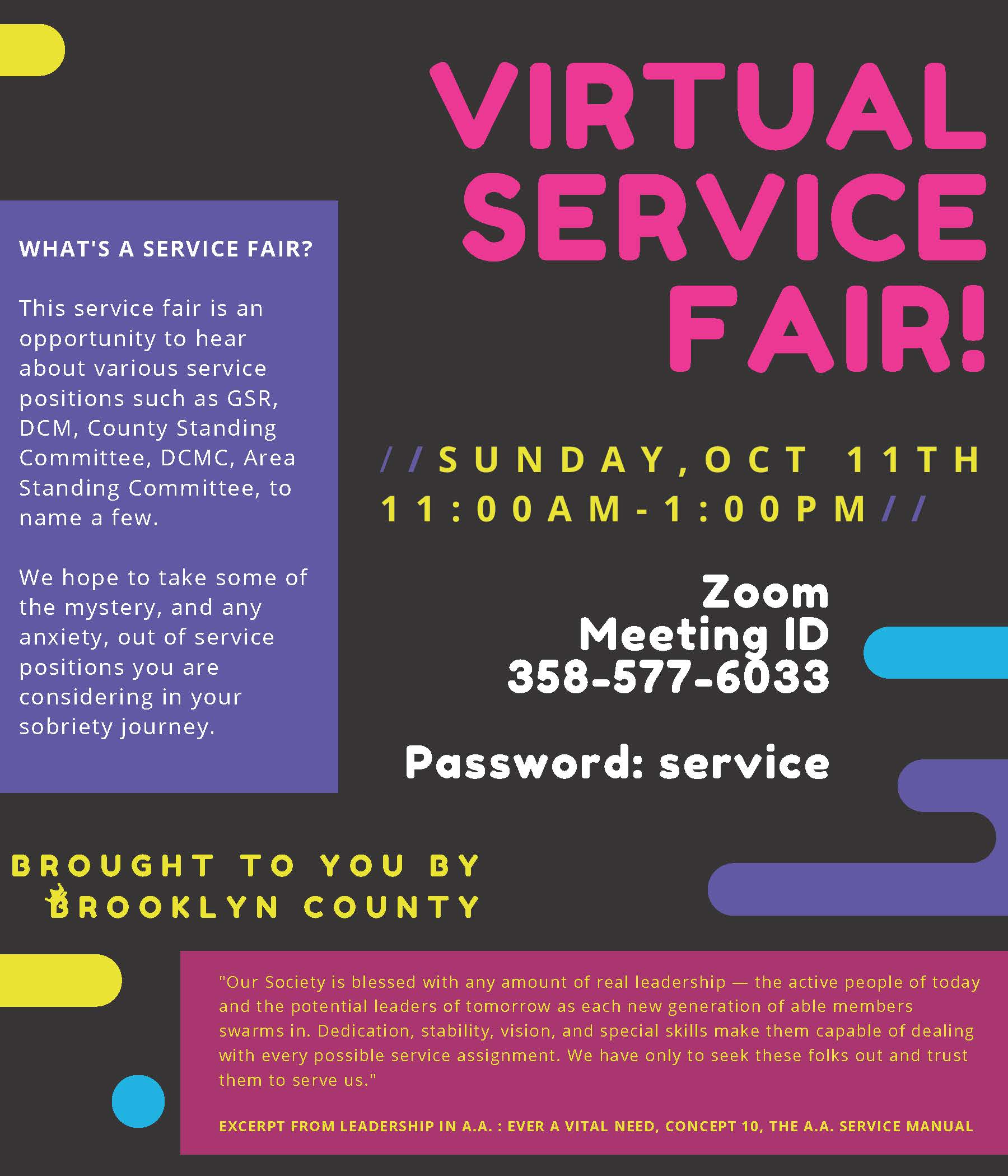 Brooklyn County presents a "Virtual Service Fair" @ Zoom