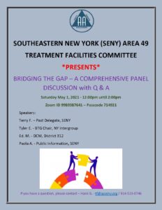 SENY Treatment Facilities Committee presents a Bridging the Gap Panel Discussion @ Virtual Platform