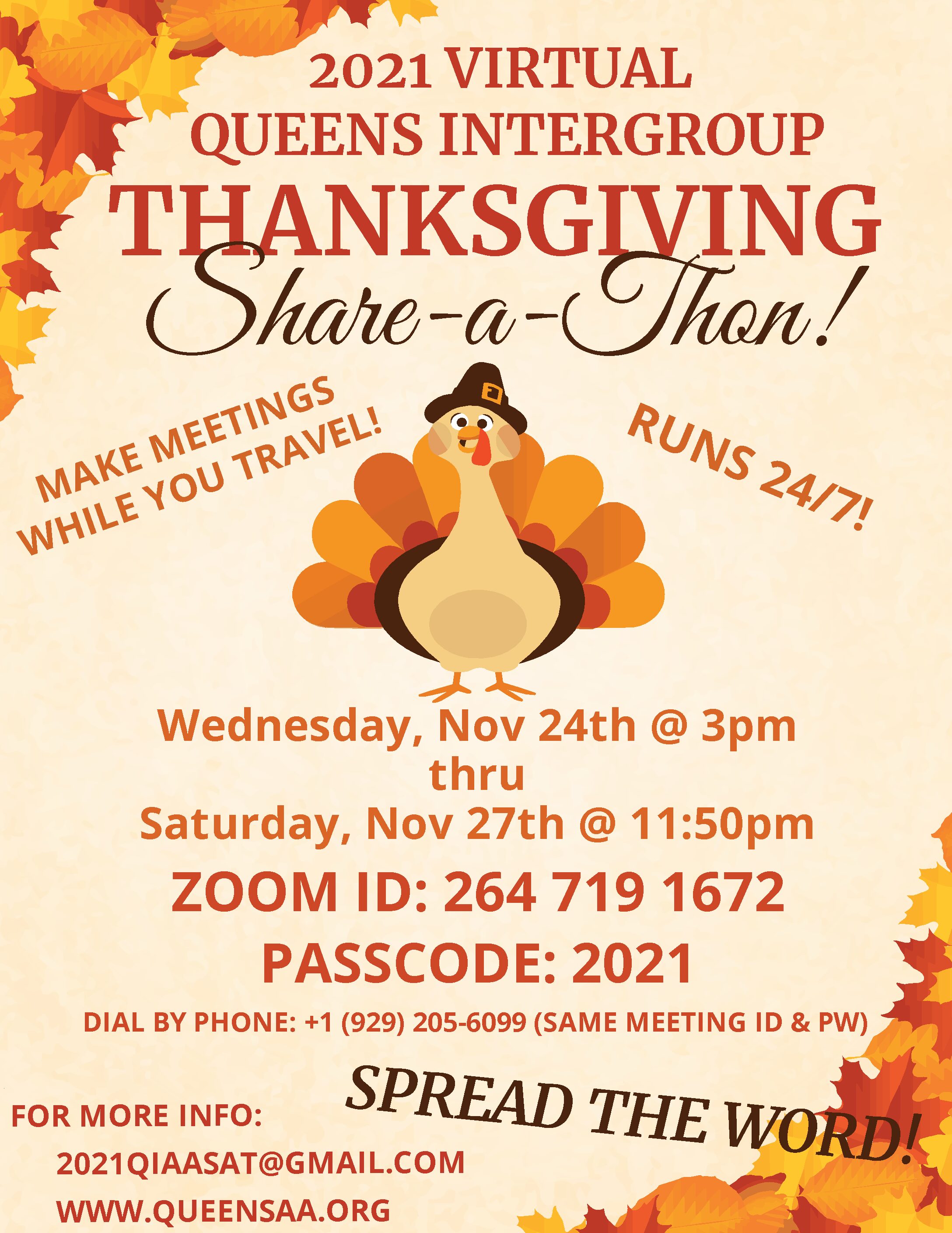Queens Intergroup's Virtual Thanksgiving Share-A-Thon @ Virtual Platform | New York | United States