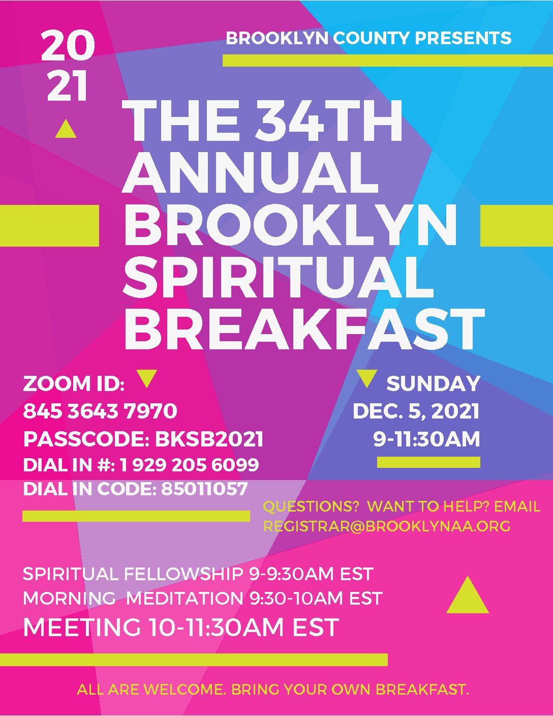 34th Annual Brooklyn Spiritual Breakfast @ Virtual Platform
