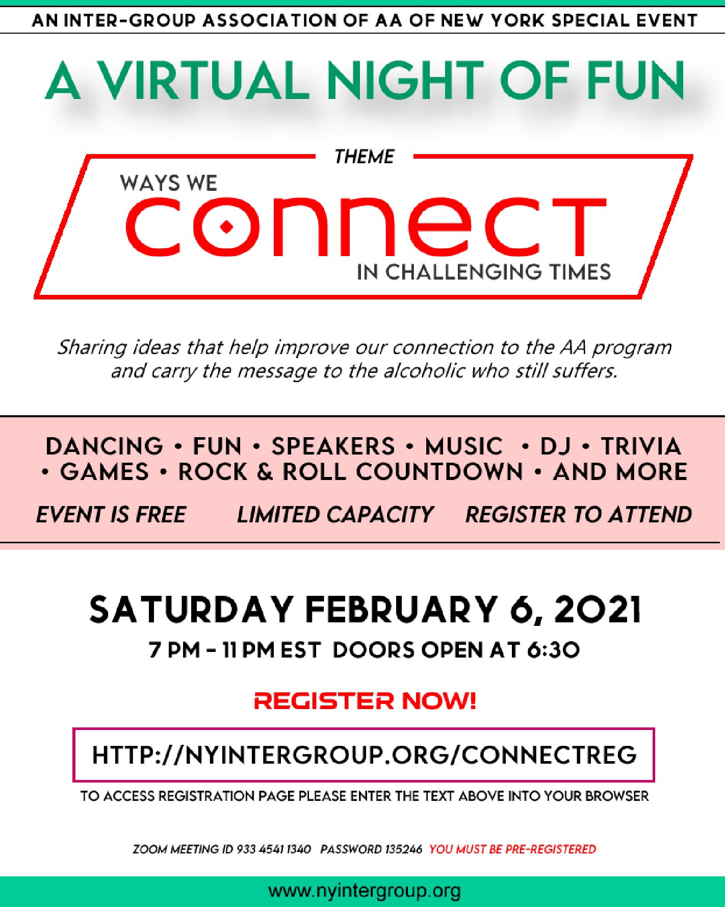 NY Intergroup presents "Ways We CONNECT" @ Virtual Platform